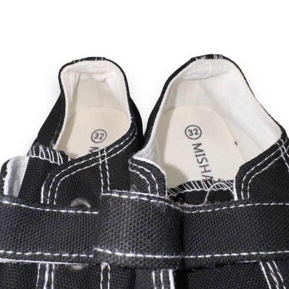 Mishansha Hook & Loop Casual Canvas Sneakers Black / White Youth 2 - Picture 10 of 10